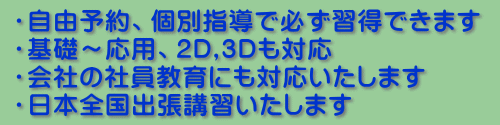 自由予約、個別指導、出張、通学も可